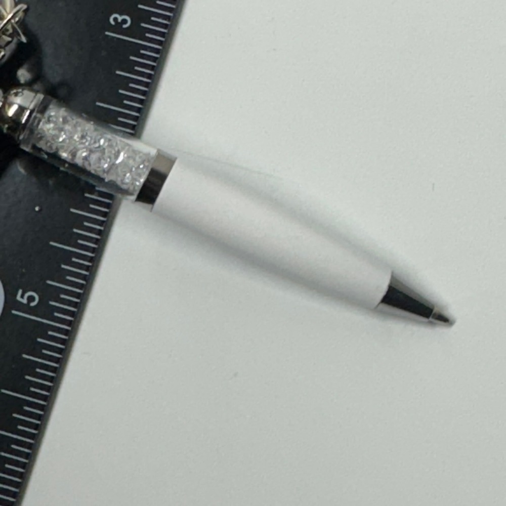 EFFY White Pen Keychain Sparkle Pen Bling Pen with Clip Charm - Picture 5 of 5